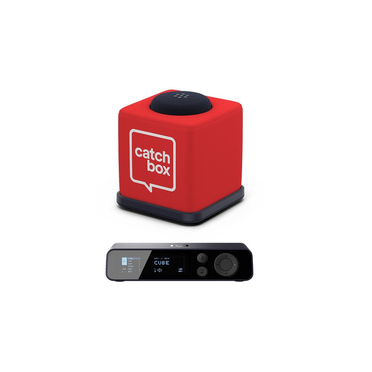 Catchbox Plus Wireless Microphone System with 2-Channel Plus Hub DSP Receiver - 1x Cube + Charger / Red / Standard