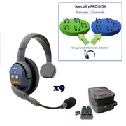 Eartec UltraLite PRO16 SX Single-Headset System - ETP9S-SX (8 Single Ear PRO16, 1 with Switch, Batteries/charger/case)
