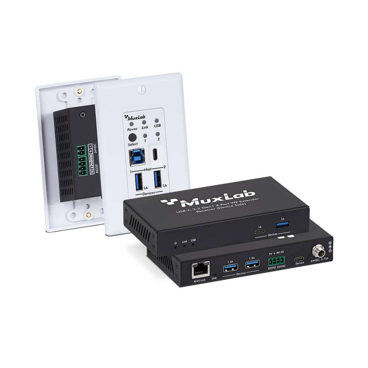 MuxLab 500535 USB-C 3.2 Gen1 4-Port WP Extender Kit