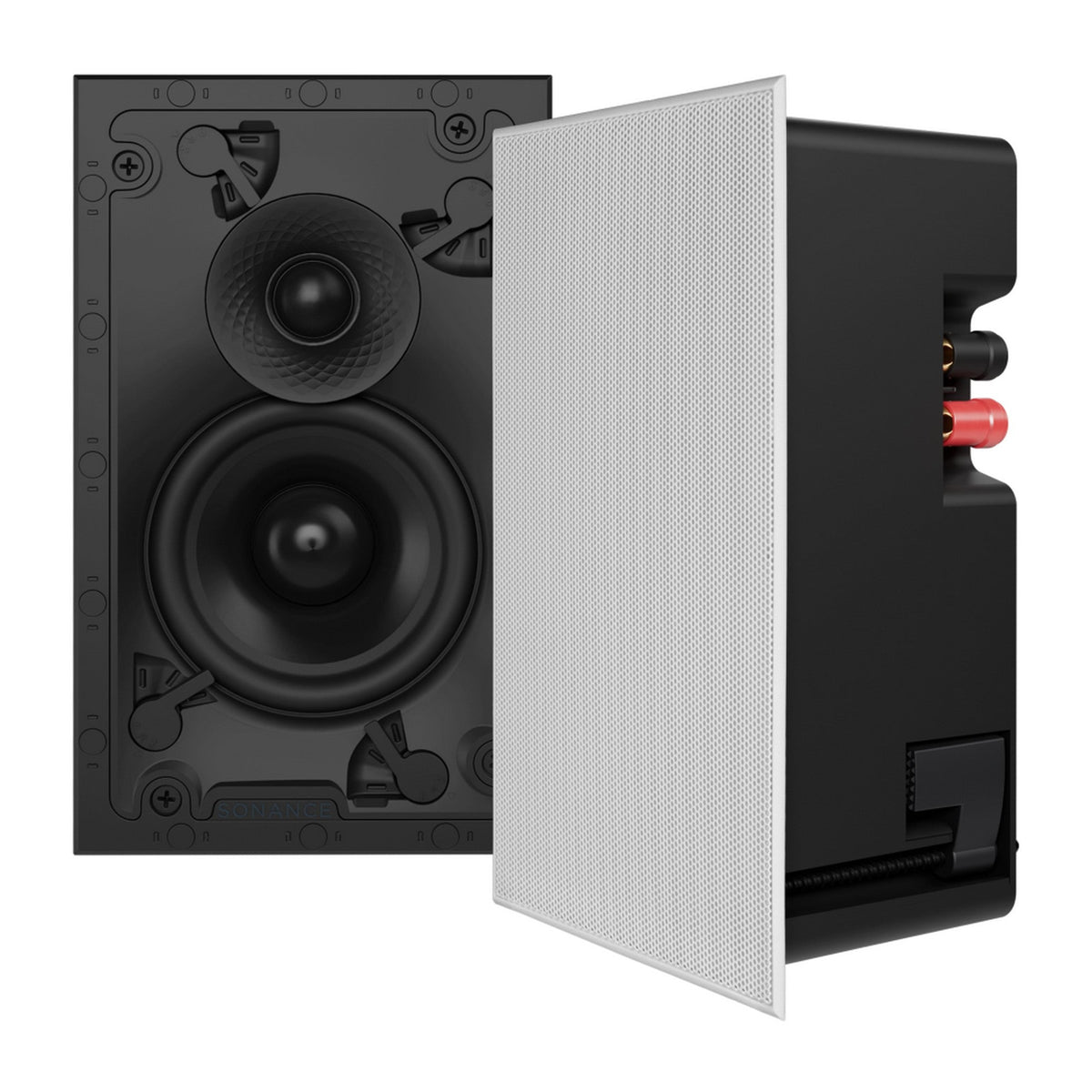 Sonance VX 4-Inch Rectangle In-Wall Speaker with White Micro Trim Grille Pair - VX42