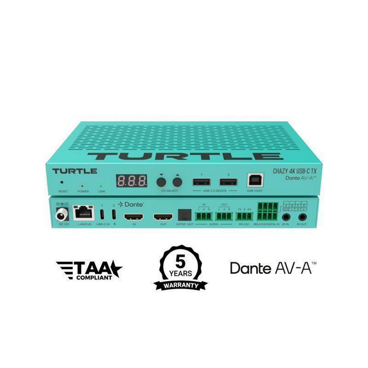 Turtle AV Chazy 4K USB-C TX Dante AV-A HDMI Encoder