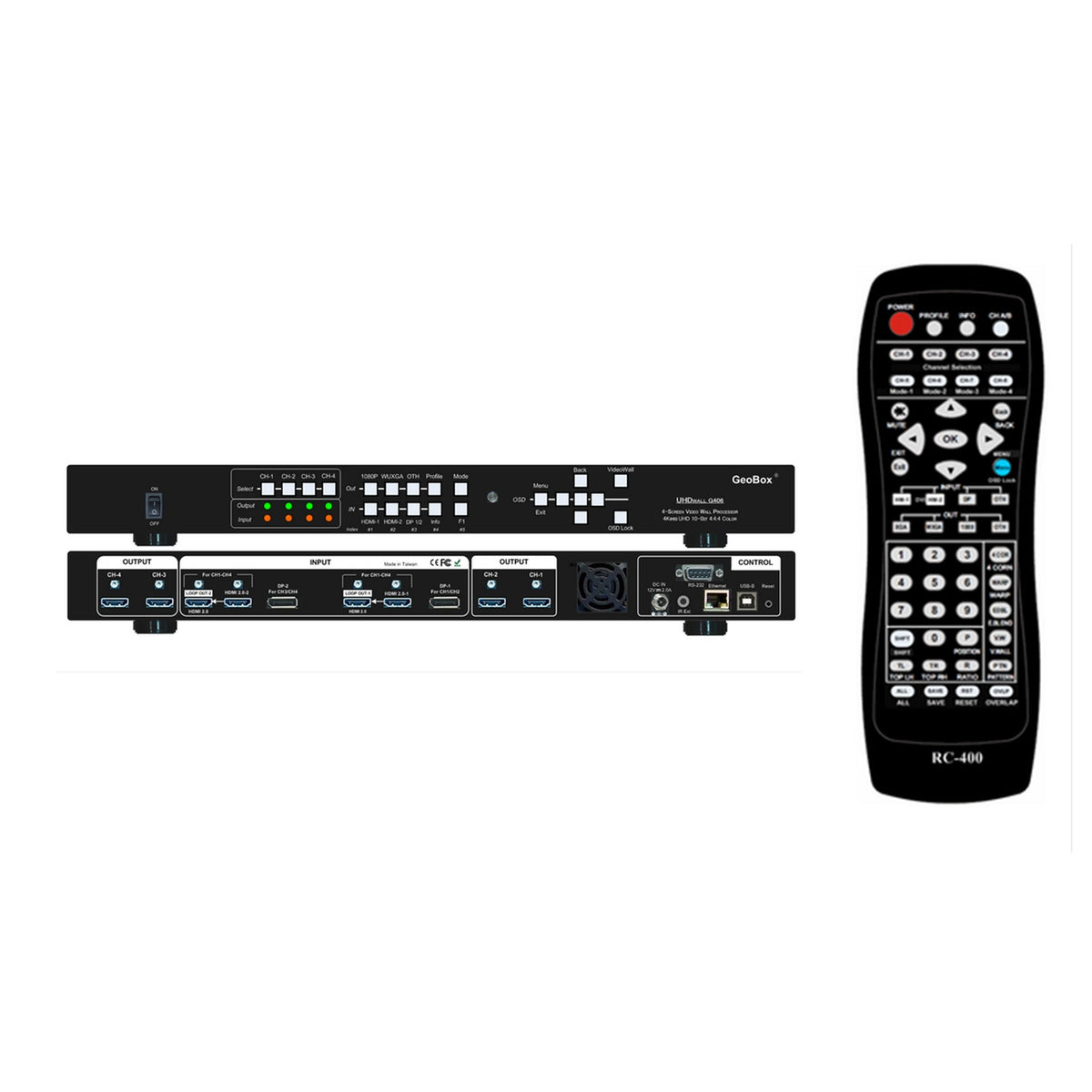VigilLink 4 CH 4K In/Out Video Wall Controller, 2x4 Matrix Switch