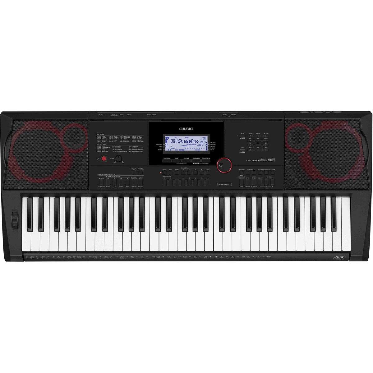 Casio CT-X3000 61-Key Touch Sensitive Portable Keyboard with Power Supply